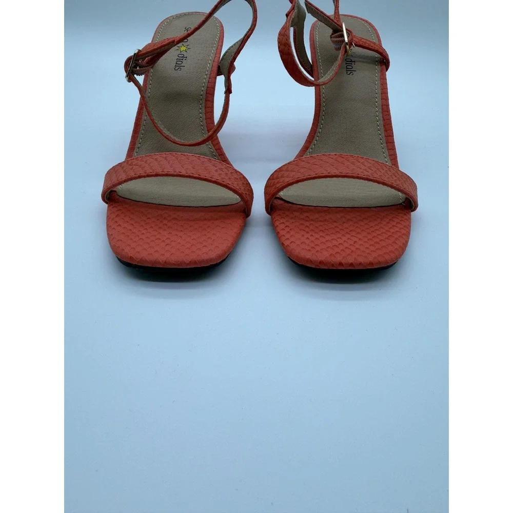 Seven Dials‎ Carina Mango Orange Snakeskin Embossed Block Heel Sandals Size 7M